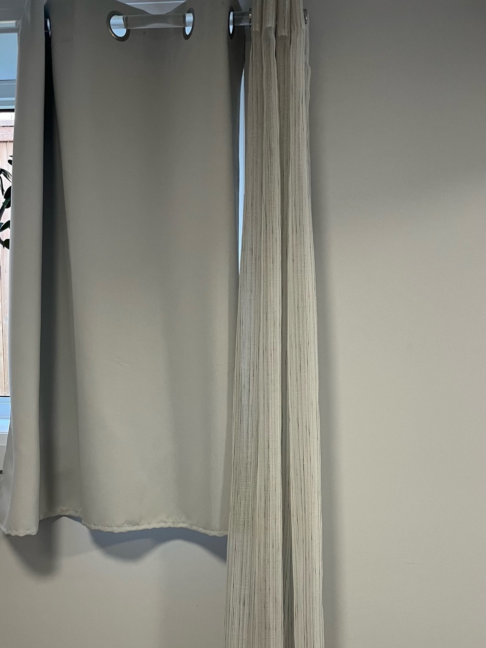 Light Gray Grommet Blackout Curtain Panel and Sheers